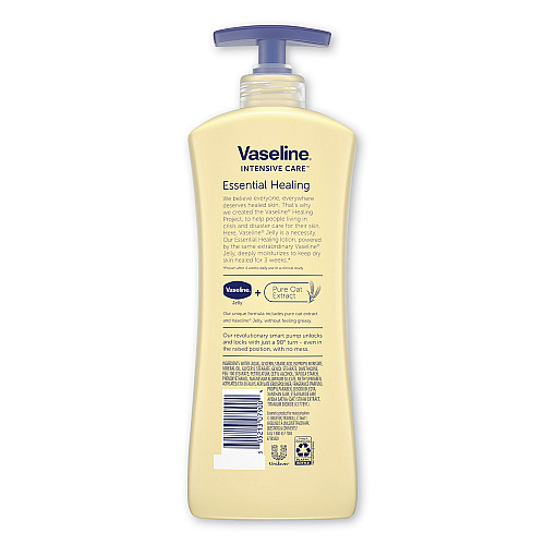 Vaseline Intensive Care Essential Healing Body Lotion, 20.3 oz, Pump Bottle, 4/Carton (07900)