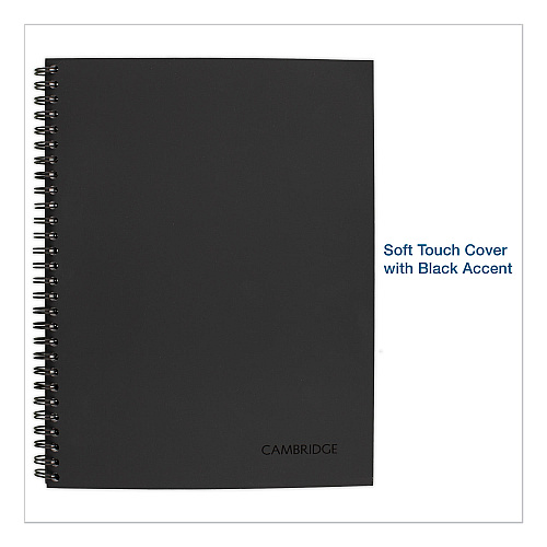 Cambridge Wirebound Business Notebook, 1-Subject, Wide/Legal Rule, Black Linen Cover, (80) 11 x 8.5 Sheets (06062)