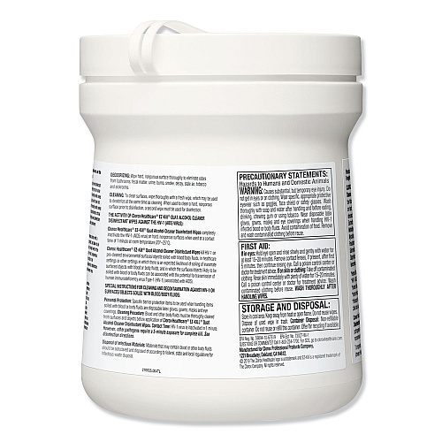 Clorox EZ-Kill Quat Alcohol Cleaner Disinfectant Wipes, 6 x 6.75, 160/Canister, 12 Canisters/Carton (32382)
