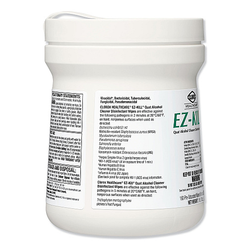 Clorox EZ-Kill Quat Alcohol Cleaner Disinfectant Wipes, 6 x 6.75, 160/Canister, 12 Canisters/Carton (32382)