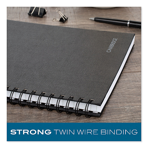 Cambridge Limited Hardbound Notebook with Pocket, 1-Subject, Wide/Legal Rule, Black Cover, (96) 11 x 8.5 Sheets (06100)