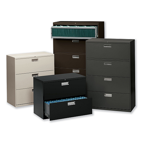 HON Brigade 600 Series Lateral File, 3 Legal/Letter-Size File Drawers, Light Gray, 36" x 18" x 39.13" (683LQ)