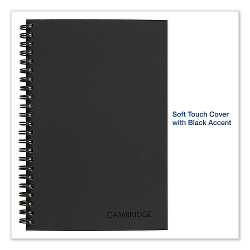 Cambridge Wirebound Business Notebook, 1-Subject, Wide/Legal Rule, Black Linen Cover, (80) 8 x 5 Sheets (06074)