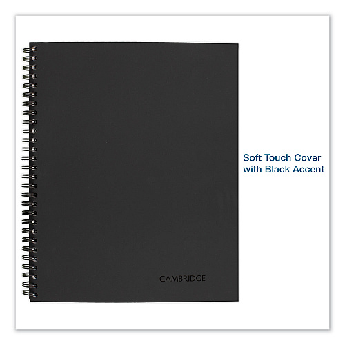 Cambridge Wirebound Business Notebook, 1-Subject, Wide/Legal Rule, Black Linen Cover, (80) 9.5 x 6.63 Sheets (06672)