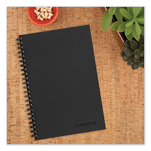Cambridge Wirebound Business Notebook, 1-Subject, Wide/Legal Rule, Black Linen Cover, (80) 8 x 5 Sheets (06074)