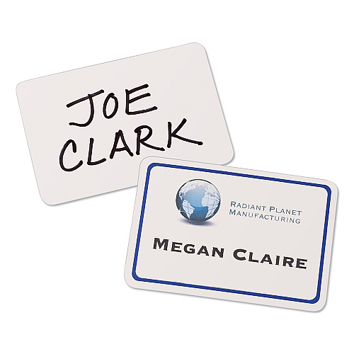 Avery Flexible Adhesive Name Badge Labels, 3.38 x 2.33, White/Blue Border, 40/Pack (5151)