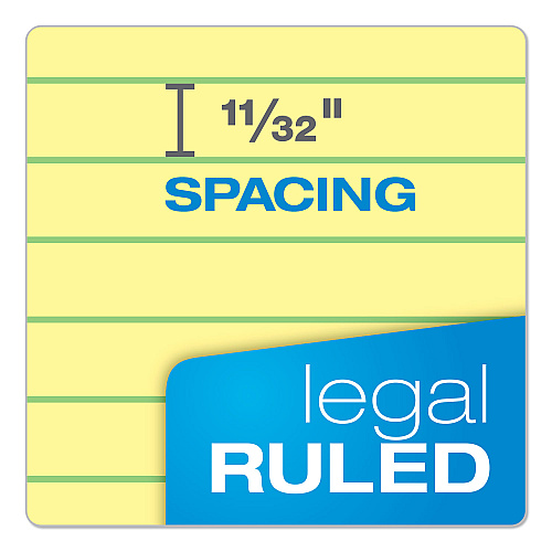 TOPS Docket Gold Ruled Perforated Pads, Wide/Legal Rule, 50 Canary-Yellow 8.5 x 11.75 Sheets, 12/Pack (63950)