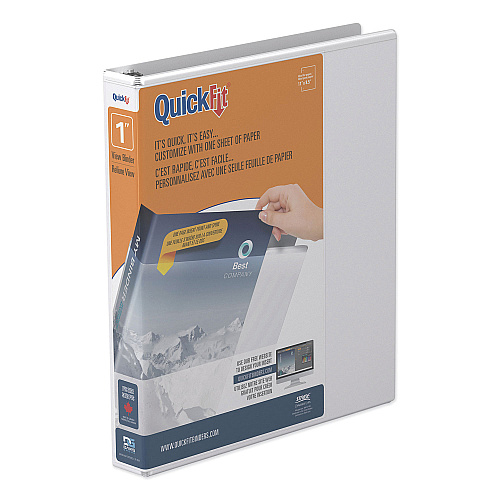 Stride QuickFit Round-Ring View Binder, 3 Rings, 1" Capacity, 11 x 8.5, White (88010)