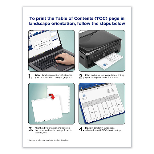 Avery Customizable TOC Ready Index Black and White Dividers, 31-Tab, 1 to 31, 11 x 8.5, 1 Set (11128)