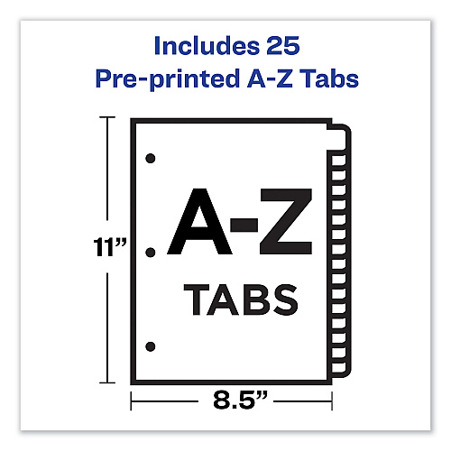 Avery Preprinted Laminated Tab Dividers with Gold Reinforced Binding Edge, 25-Tab, A to Z, 11 x 8.5, Buff, 1 Set (11306)