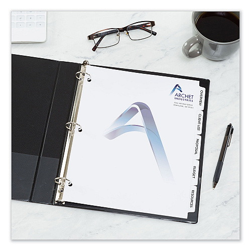 Avery Customizable Print-On Dividers, 3-Hole Punched, 5-Tab, 11 x 8.5, White, 25 Sets (11517)