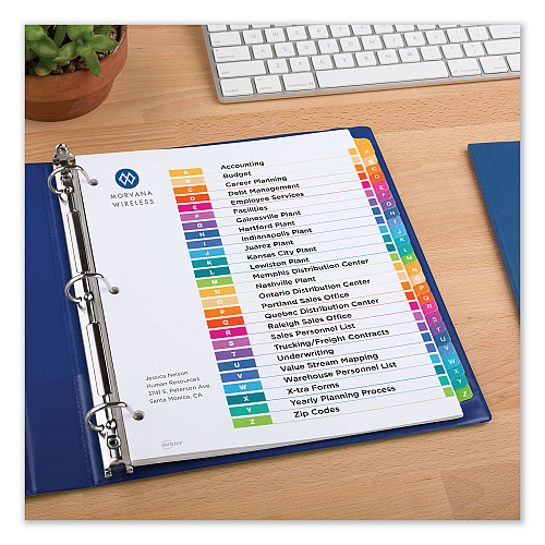 Avery Customizable Table of Contents Ready Index Dividers with Multicolor Tabs, 26-Tab, A to Z, 11 x 8.5, White, 1 Set (11085)