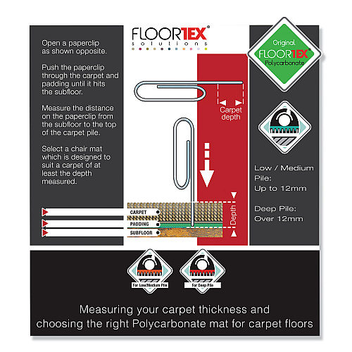 Floortex Cleartex Ultimat Polycarbonate Chair Mat for High Pile Carpets, 60" w x 48" l, Clear (ER1115227ER)
