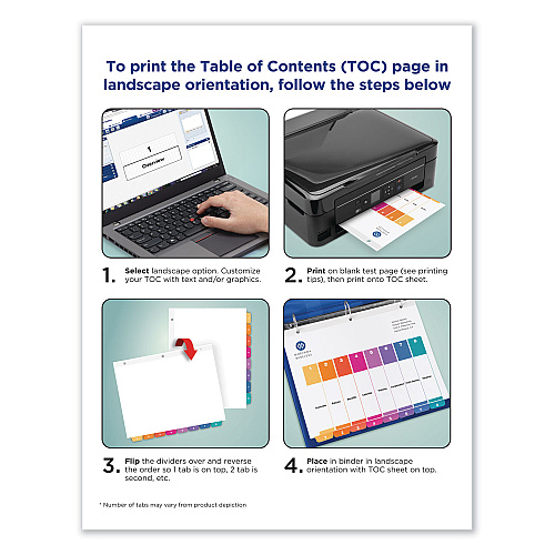 Avery Customizable Table of Contents Ready Index Dividers with Multicolor Tabs, 5-Tab, 1 to 5, 11 x 8.5, White, 3 Sets (11080)