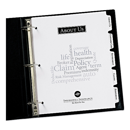 Avery Customizable Print-On Dividers, 3-Hole Punched, 5-Tab, 11 x 8.5, White, 5 Sets (11515)