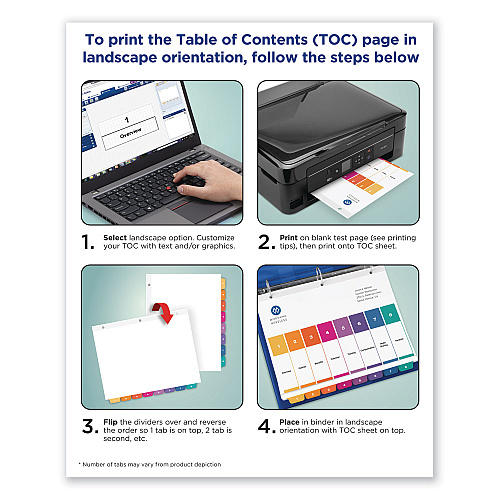 Avery Customizable TOC Ready Index Multicolor Tab Dividers, Uncollated, 10-Tab, 1 to 10, 11 x 8.5, White, 24 Sets (11169)