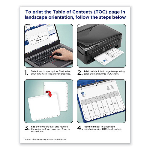 Avery Customizable TOC Ready Index Black and White Dividers, 12-Tab, 1 to 12, 11 x 8.5, 1 Set (11140)