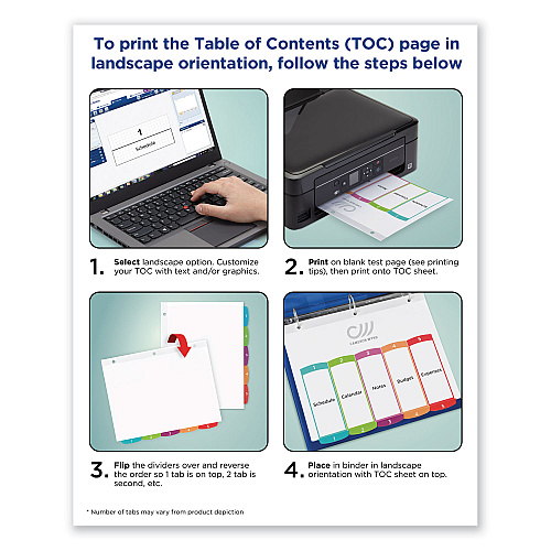 Avery Customizable TOC Ready Index Multicolor Tab Dividers, 10-Tab, 1 to 10, 11 x 8.5, White, Contemporary Color Tabs, 1 Set (11842)