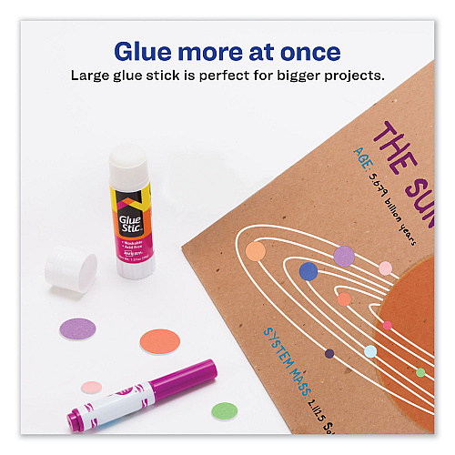 Avery Permanent Glue Stic Value Pack, 1.27 oz, Applies White, Dries Clear, 6/Pack (98073)