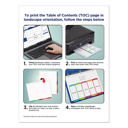Avery Customizable TOC Ready Index Multicolor Tab Dividers, 31-Tab, 1 to 31, 11 x 8.5, White, Contemporary Color Tabs, 1 Set (11846)