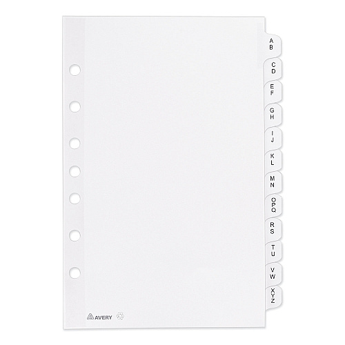 Avery Preprinted Tab Dividers, 12-Tab, A to Z, 8.5 x 5.5, White, 1 Set (11313)
