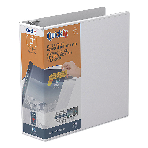 Stride QuickFit Round-Ring View Binder, 3 Rings, 3" Capacity, 11 x 8.5, White (88050)