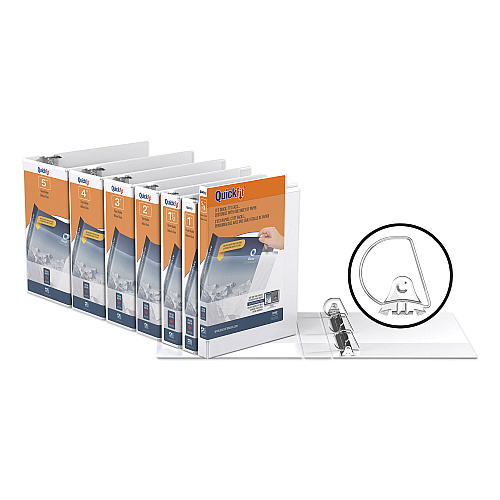 Stride QuickFit D-Ring View Binder, 3 Rings, 0.63" Capacity, 11 x 8.5, White (87000)