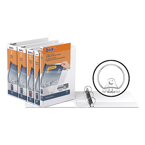 Stride QuickFit Round-Ring View Binder, 3 Rings, 3" Capacity, 11 x 8.5, White (88050)