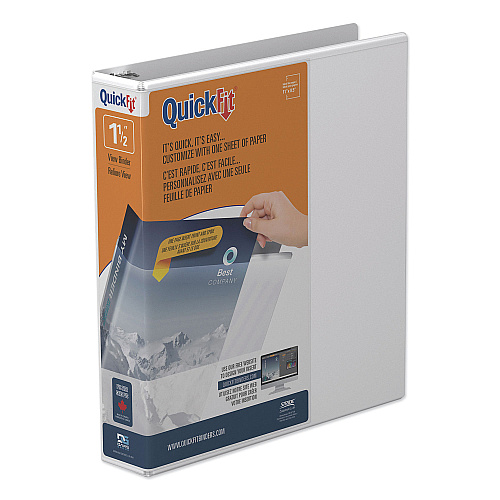 Stride QuickFit D-Ring View Binder, 3 Rings, 1.5" Capacity, 11 x 8.5, White (87020)