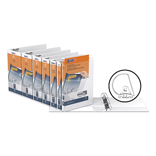 Stride QuickFit D-Ring View Binder, 3 Rings, 3" Capacity, 11 x 8.5, White (87050)