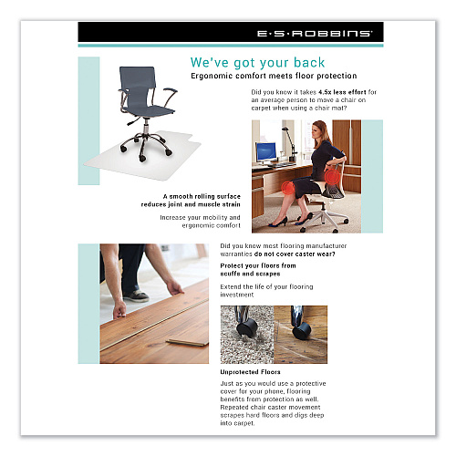 ES Robbins EverLife Chair Mats for Medium Pile Carpet, Rectangular, 46 x 60, Clear (122371)