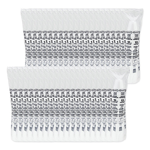 Dart Foam Drink Cups, 12 oz, Squat, White, 1,000/Carton (12J16)