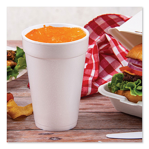 Dart Foam Drink Cups, 16 oz, White, 25/Bag, 40 Bags/Carton (16J16)