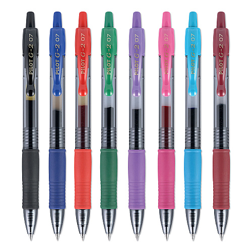 Pilot G2 Premium Gel Pen, Retractable, Fine 0.7 mm, Assorted Ink and Barrel Colors, 8/Pack (31128)