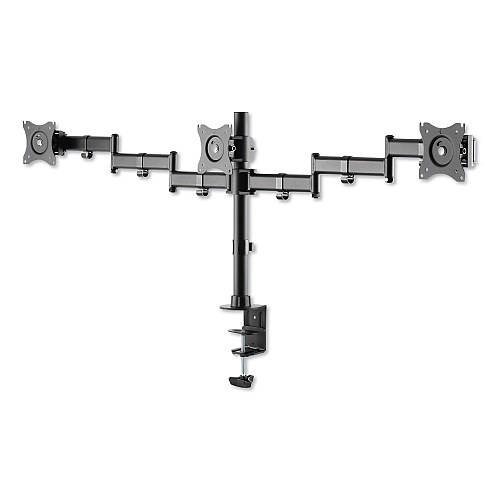 Alera AdaptivErgo Pole-Mount Triple Arm for 27" Monitors, 360 deg Rotation, +45/-45 deg Tilt, 45 deg Pan, Black, Supports 17.6 lb (ALEAEMA3B)