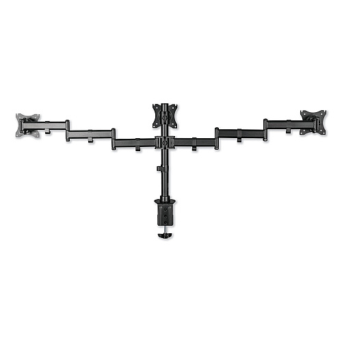 Alera AdaptivErgo Pole-Mount Triple Arm for 27" Monitors, 360 deg Rotation, +45/-45 deg Tilt, 45 deg Pan, Black, Supports 17.6 lb (ALEAEMA3B)