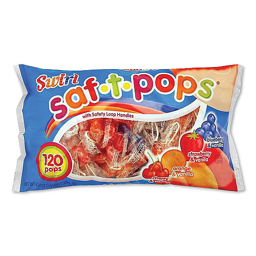 Saf-T-Pops, Assorted, Individually Wrapped, 45.6 oz, 120/Box (SPN00181)