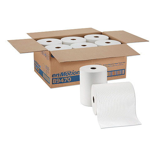 Georgia Pacific Professional enMotion High Capacity Roll Towel, 1-Ply, 10" x 800 ft, White, 6 Rolls/Carton (89470)