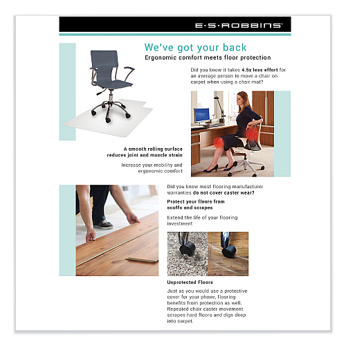 ES Robbins Natural Origins Chair Mat for Carpet, 46 x 60, Clear (141052)