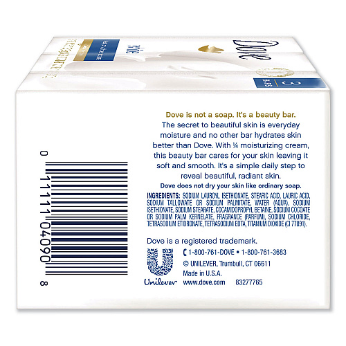 Dove White Beauty Bar, Light Scent, 3.17 oz, 12/Carton (04090CT)