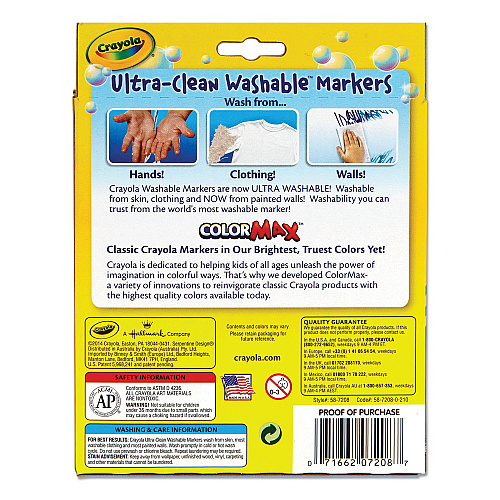 Crayola Ultra-Clean Washable Markers, Fine/Broad Wedge/Chisel Tips, Assorted Colors, 8/Box (587208)