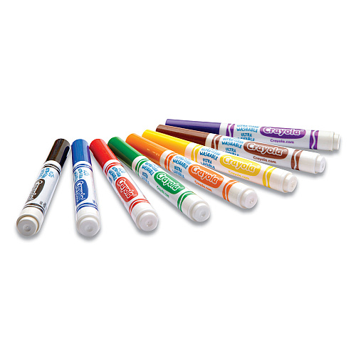 Crayola Ultra-Clean Washable Markers, Fine/Broad Wedge/Chisel Tips, Assorted Colors, 8/Box (587208)