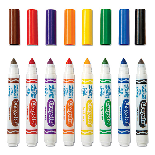 Crayola Ultra-Clean Washable Markers, Fine/Broad Wedge/Chisel Tips, Assorted Colors, 8/Box (587208)