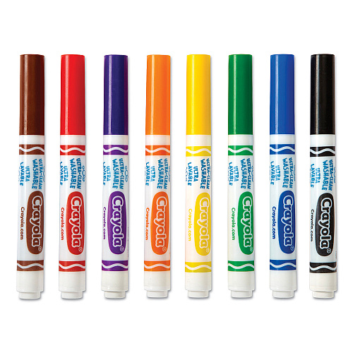 Crayola Ultra-Clean Washable Markers, Fine/Broad Wedge/Chisel Tips, Assorted Colors, 8/Box (587208)