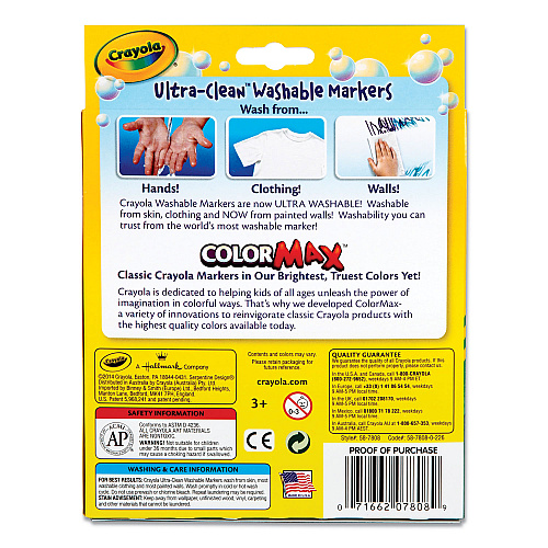 Crayola Ultra-Clean Washable Markers, Fine/Broad Wedge/Chisel Tips, Assorted Colors, 8/Box (587208)