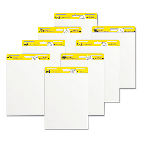 Post-it Vertical-Orientation Self-Stick Easel Pads, Unruled, 25 x 30, White, 30 Sheets, 8/Pack (559VAD8PK)