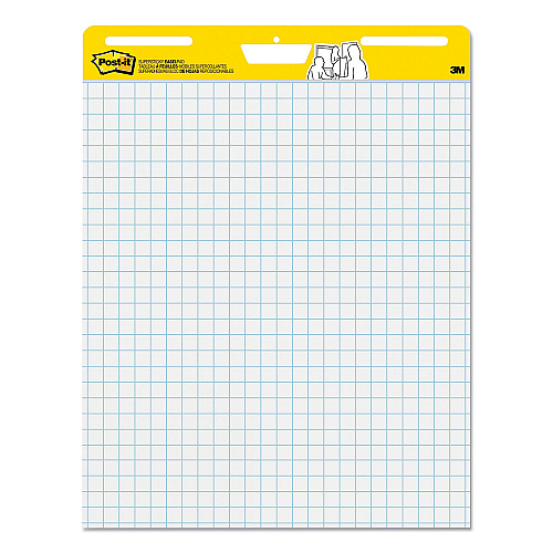 Post-it Vertical-Orientation Self-Stick Easel Pads, Quadrille Rule (1 sq/in), 25 x 30, White, 30 Sheets, 6/Pack (560VAD6PK)