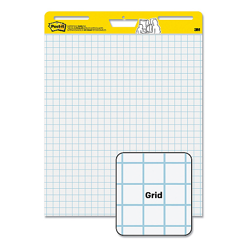 Post-it Vertical-Orientation Self-Stick Easel Pads, Quadrille Rule (1 sq/in), 25 x 30, White, 30 Sheets, 6/Pack (560VAD6PK)