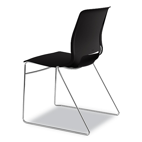 HON Motivate High-Density Stacking Chair, Supports Up to 300 lb, 17.75" Seat Height, Onyx Seat, Black Back, Chrome Base, 4/Carton (MS101ON)