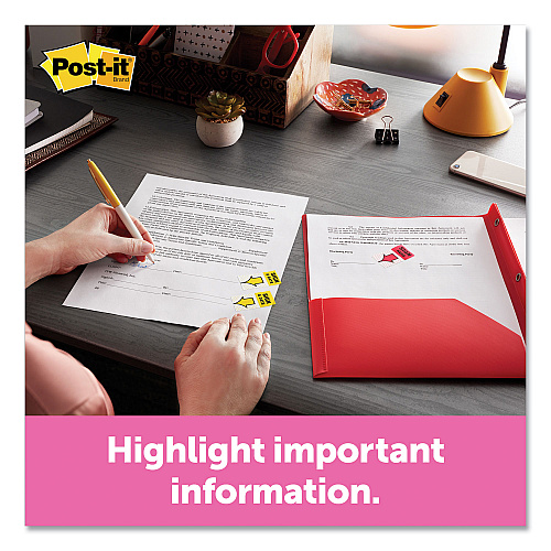 Post-it Page Flags in Desk Grip Dispenser, 1 x 1.75, Yellow, 200/Dispenser (680HVYW)